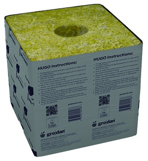 Grodan Hugo Gro - Block - 6 x 6 x 5.8 - W/ HOLE - 48 PER CASE (CUSTOM) 